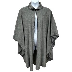 Jacqueline Ferrar Sweater Womens XL Gray Fleece Cape Poncho Wrap Open Front
